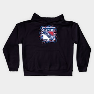 The striking geometric patterns and vivid colors of the New York Rangers logo Kids Hoodie